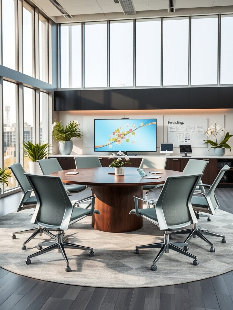 Modern Office Space with Collaborative Setup – free AI stock image