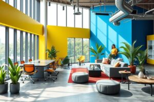 Modern Office Space with Collaborative Setup – free AI stock image
