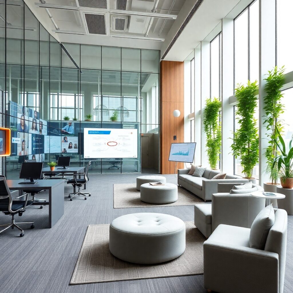 Modern Office Space with Collaborative Tools – free AI stock image