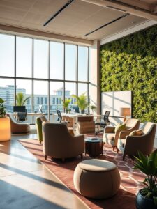 Modern Office Space with Collaborative Work Areas – free AI stock image