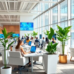 Modern Office Space with Collaborative Workstations – free AI stock image