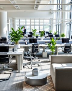 Modern Office Space with Collaborative Workstations – free AI stock image