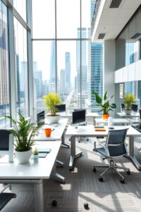 Modern Office Space with Collaborative Workstations – free AI stock image