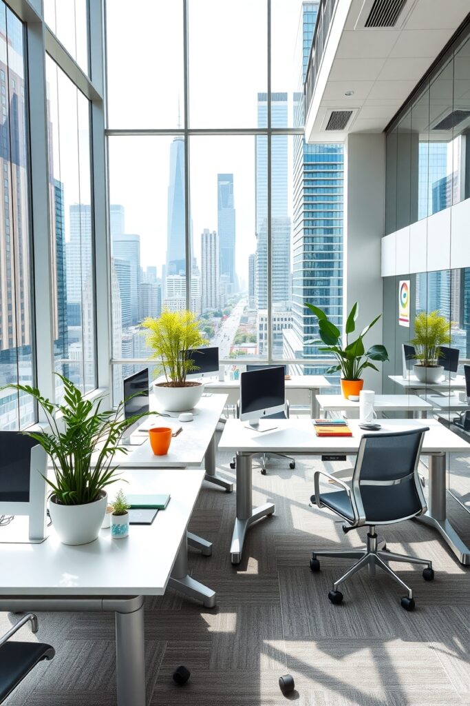 Modern Office Space with Collaborative Workstations – free AI stock image