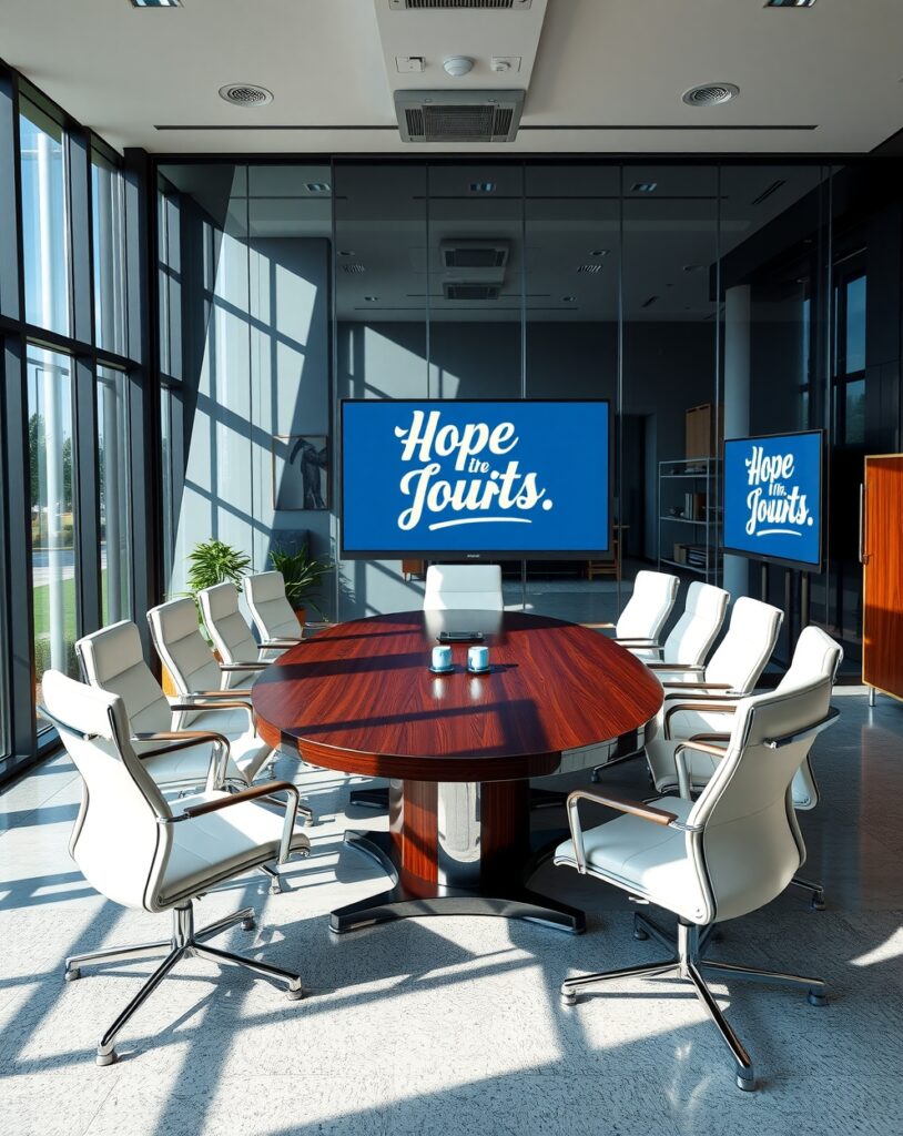 Modern Office Space with Conference Room Setup – free AI stock image
