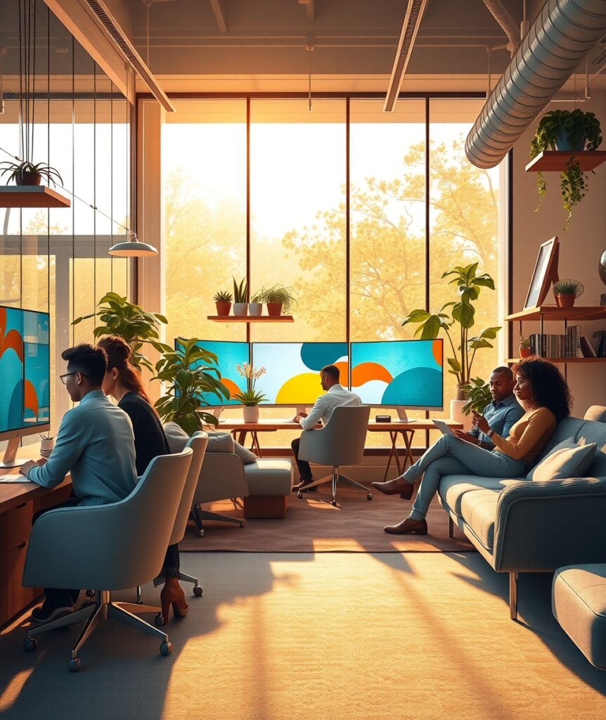 Modern Office Space with Innovative Design – free AI stock image