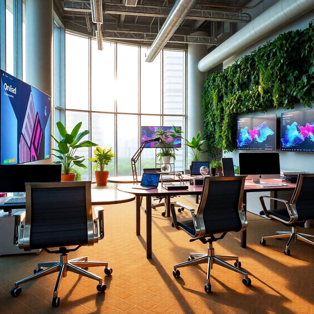 Modern Office Space with Innovative Technology – free AI stock image