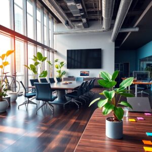 Modern Office Space with Meeting Room – free AI stock image