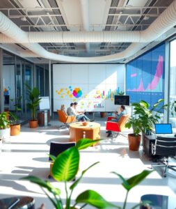Modern Office Space with Team Collaboration – free AI stock image
