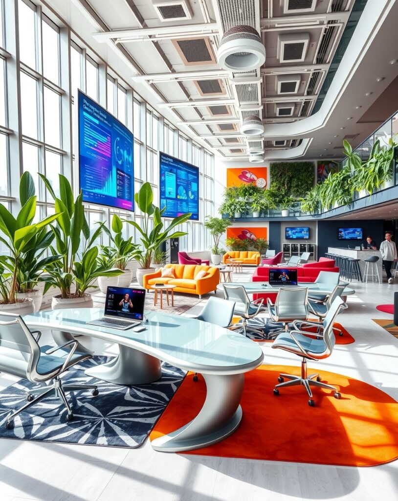 Modern Office Space with Team Collaboration Tools – free AI stock image