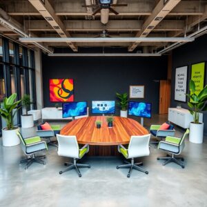 Modern Office Space with Team Collaboration Tools – free AI stock image