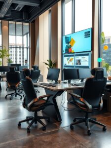Modern Office Space with Tech Innovations – free AI stock image