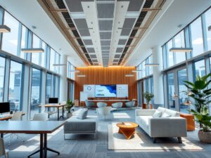 Modern Office Space with Technology and Collaboration – free AI stock image