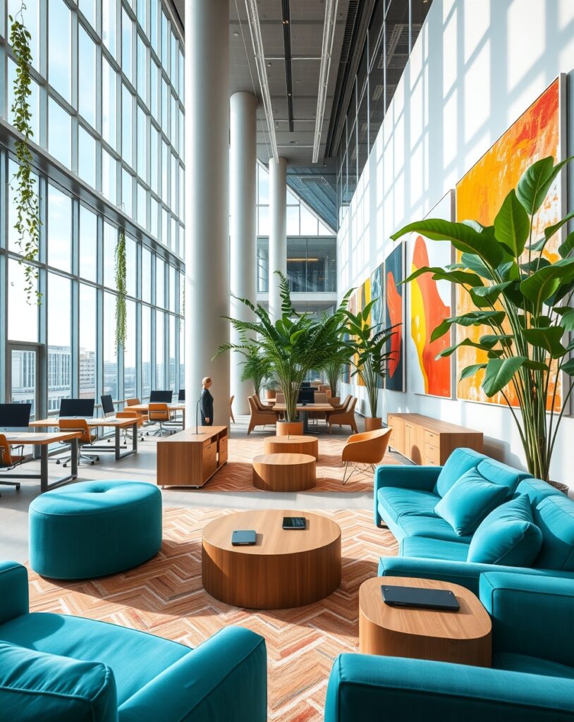 Modern Office with Collaborative Workspaces – free AI stock image