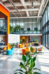 Modern Office with Collaborative Workspaces – free AI stock image