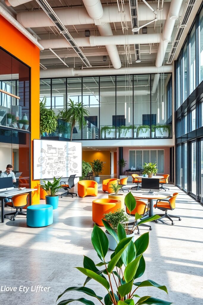 Modern Office with Collaborative Workspaces – free AI stock image