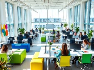 Modern Office with Collaborative Workspaces – free AI stock image