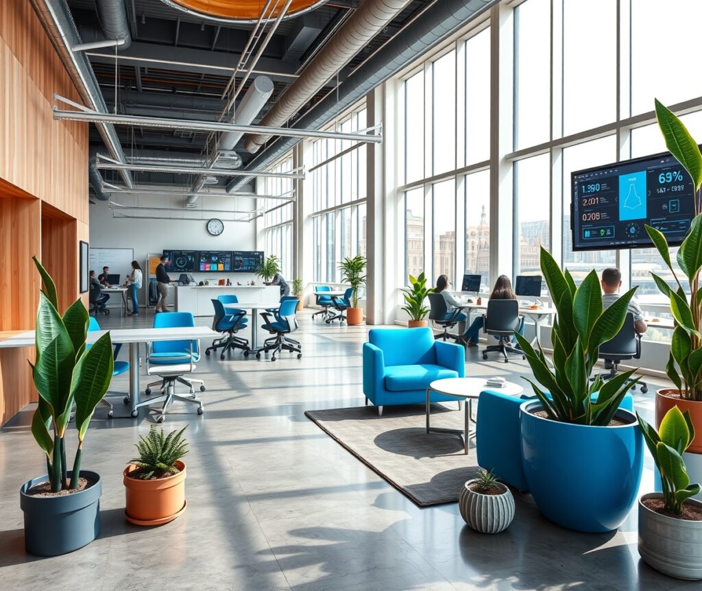 Modern Office with Collaborative Workspaces – free AI stock image