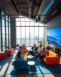 Modern Office with Collaborative Workspaces – free AI stock image