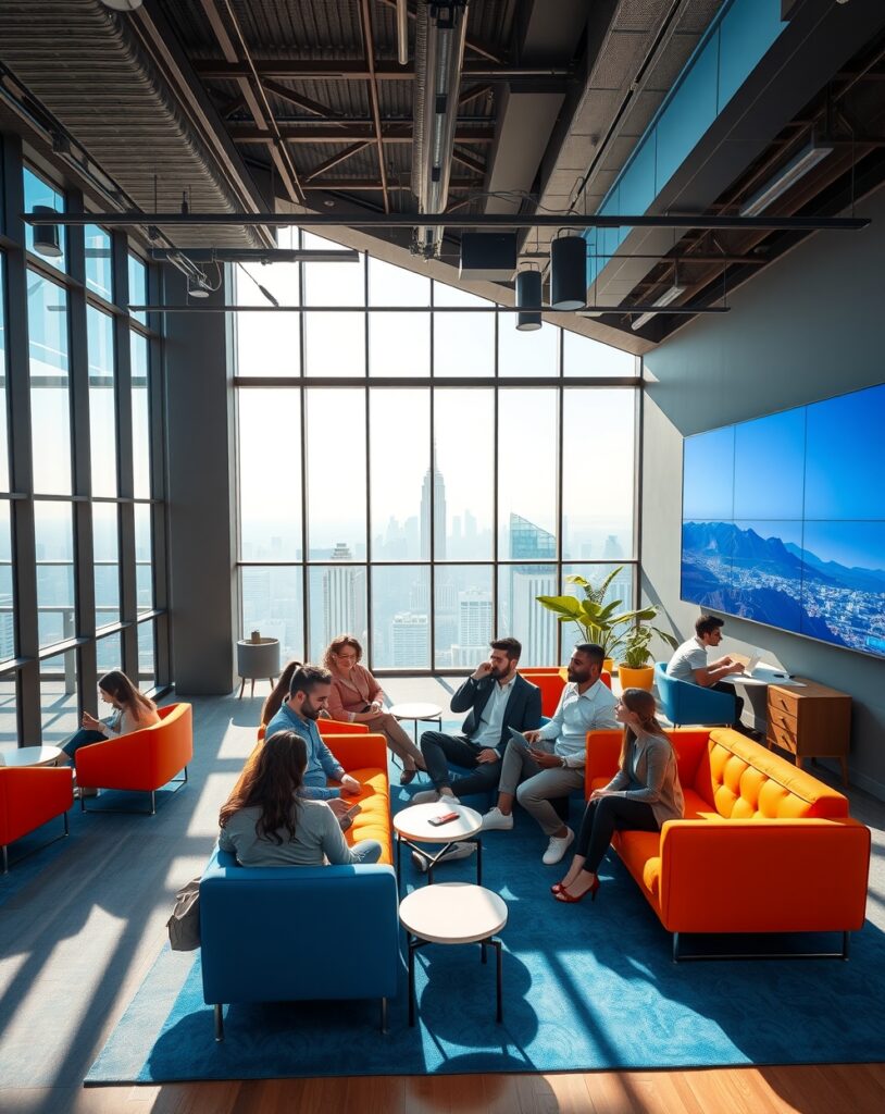 Modern Office with Collaborative Workspaces – free AI stock image