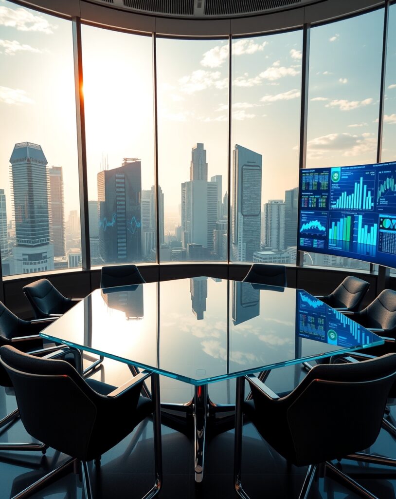 Modern Office with Digital Connections – free AI stock image