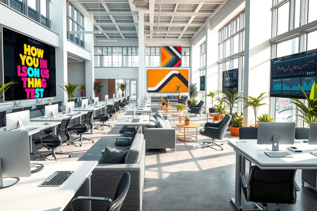 Modern Office with High-Tech Workstations – free AI stock image