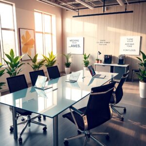 Modern Office Workspace for Business Collaboration – free AI stock image