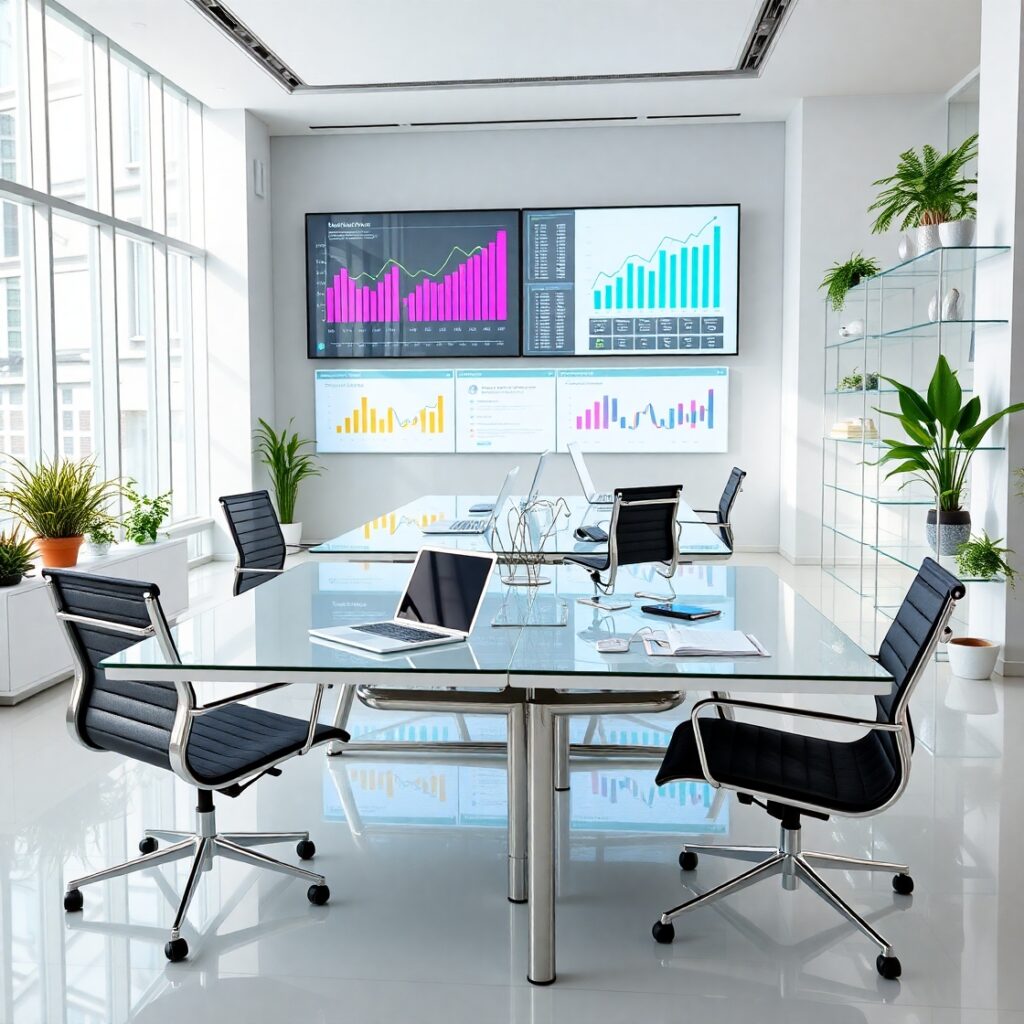 Modern Office Workspace with Business Tools – free AI stock image
