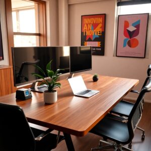 Modern Office Workspace with Tech Gadgets – free AI stock image
