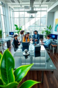 Modern Office Workspace with Tech Gadgets – free AI stock image