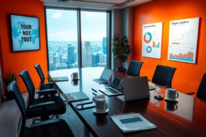 Modern Office Workspace with Tech Tools – free AI stock image