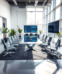 Modern Office Workspace with Technology – free AI stock image