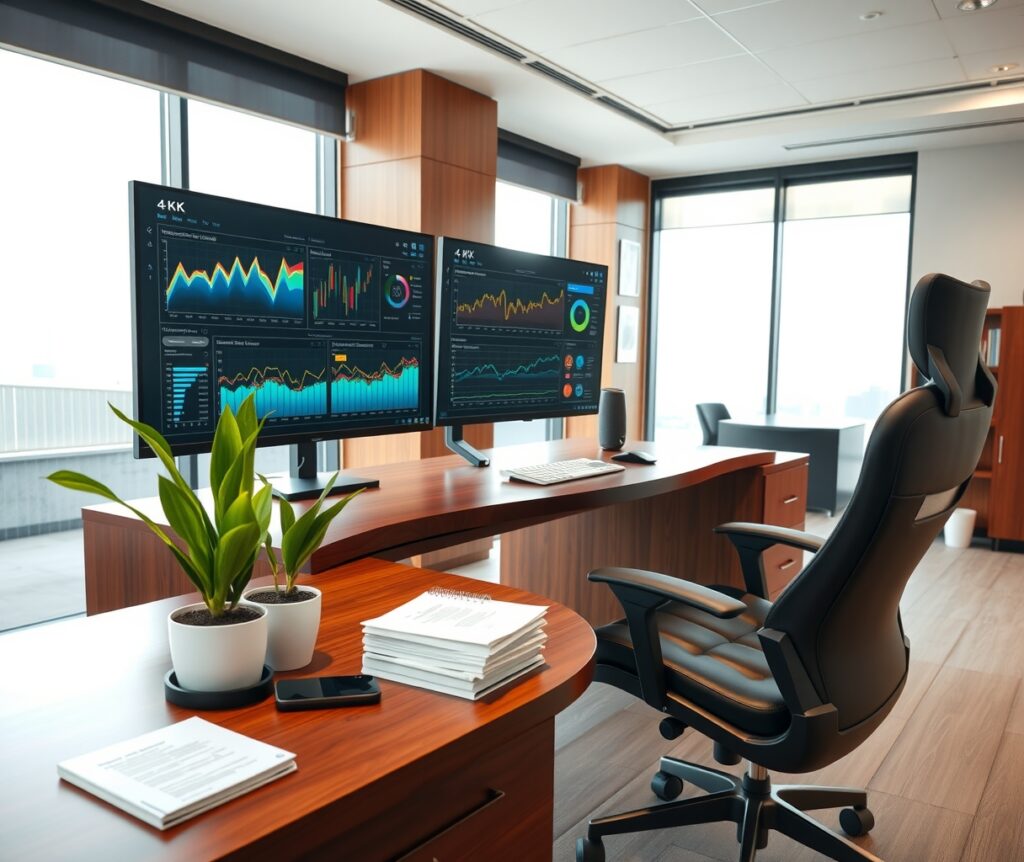 Modern Office Workspace with Technology – free AI stock image