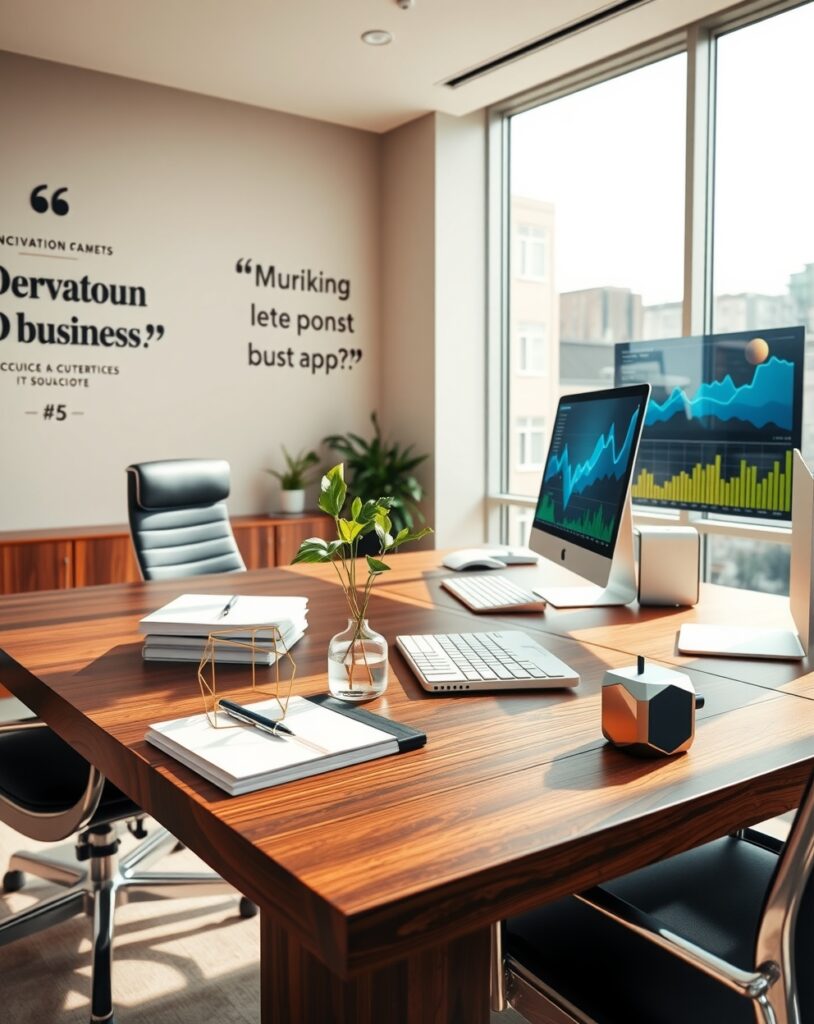 Modern Office Workspace with Technology – free AI stock image