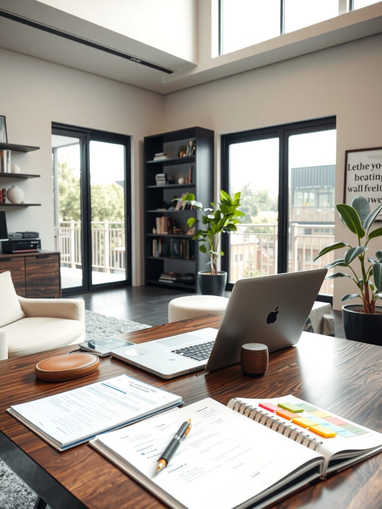 Modern Office Workspace with Technology – free AI stock image