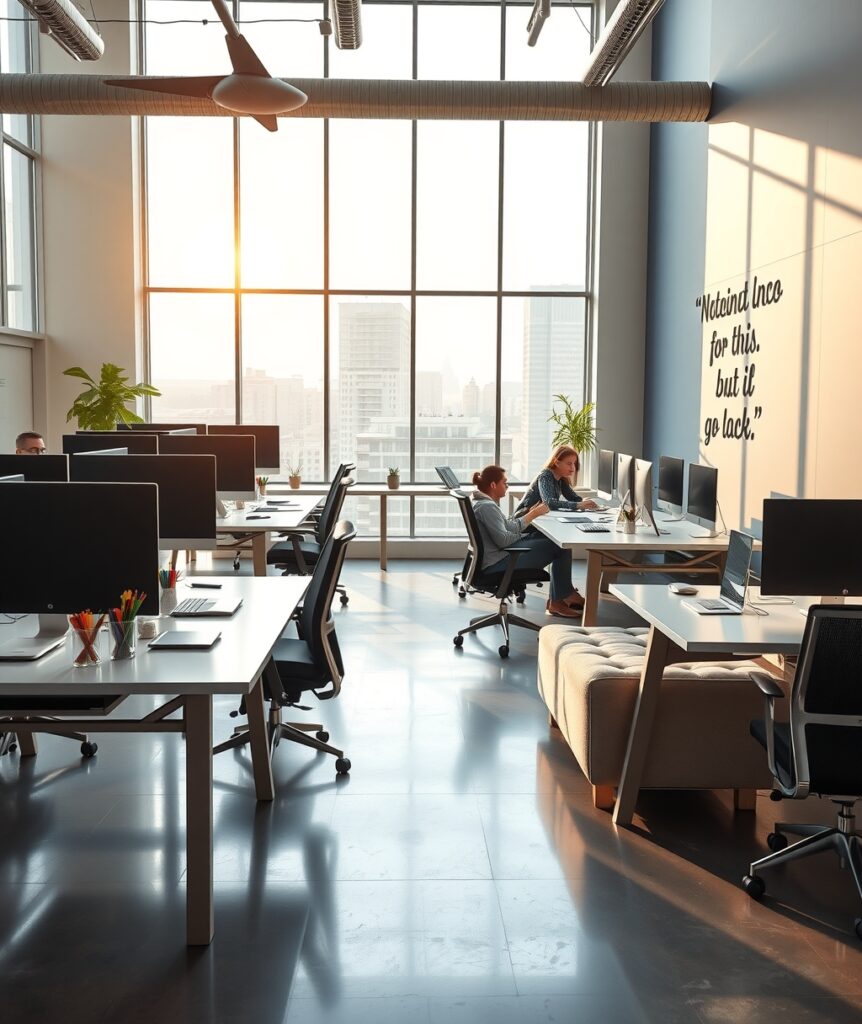 Modern Office Workspace with Technology – free AI stock image