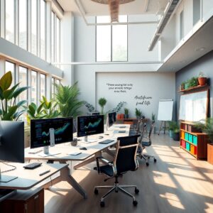 Modern Office Workspace with Technology Integration – free AI stock image