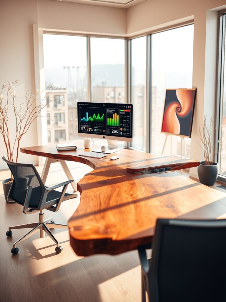 Modern Office Workspace with Technology Integration – free AI stock image
