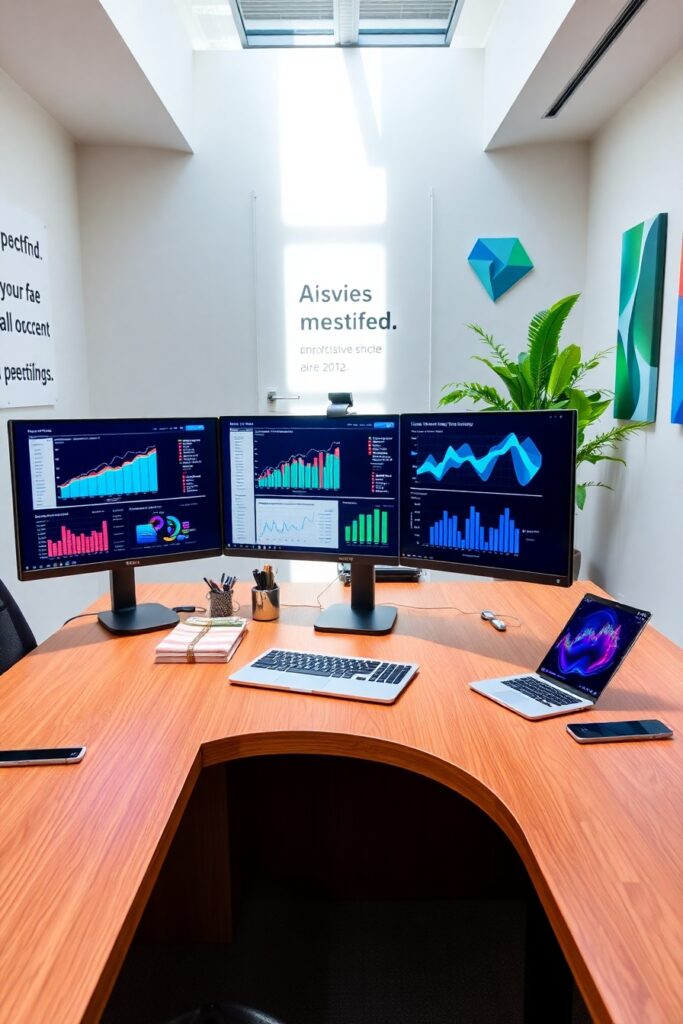 Modern Office Workspace with Technology Tools – free AI stock image