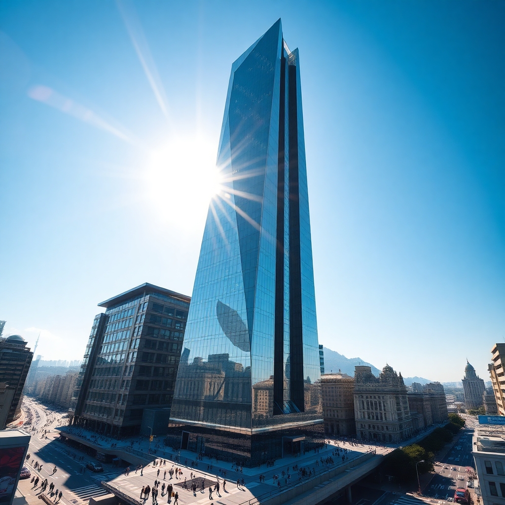 Modern Skyscraper Against a Clear Sky – free AI stock image