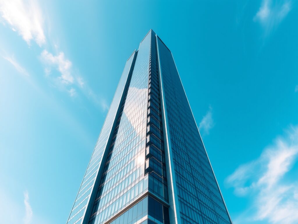 Modern Skyscraper Against Blue Sky – free AI stock image