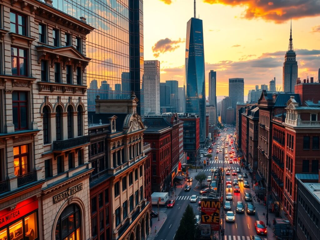 Modern Skyscraper Amidst Urban Landscape – free AI stock image