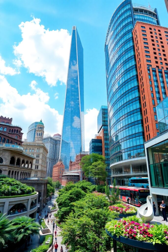Modern Skyscraper Amidst Urban Landscape – free AI stock image
