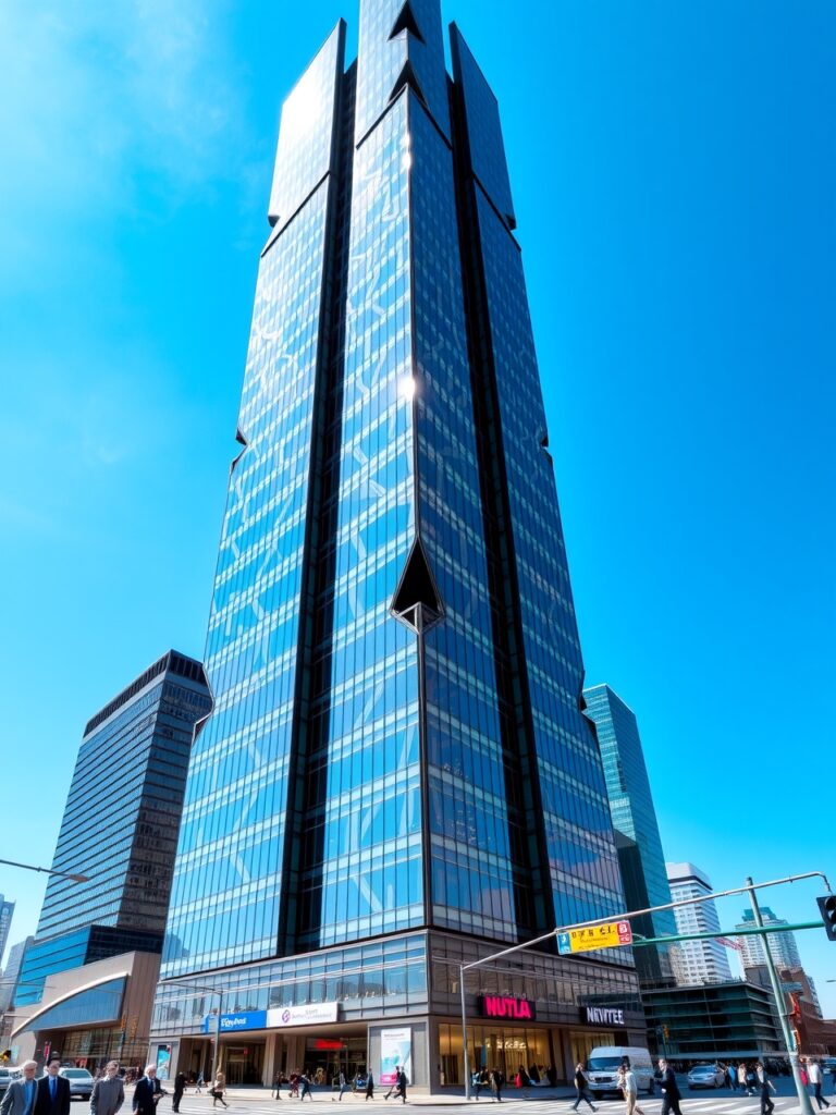 Modern Skyscraper Reaching Towards the Sky – free AI stock image