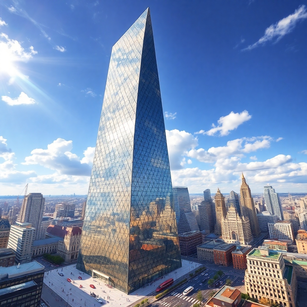 Modern Skyscraper Reflecting City Life – free AI stock image