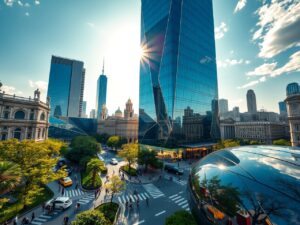 Modern Skyscraper Surrounded by Urban Landscape – free AI stock image