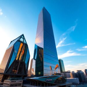 Modern Skyscraper with Glass Facade – free AI stock image
