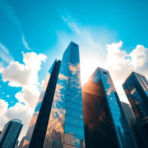 Modern Skyscrapers Against a Blue Sky – free AI stock image