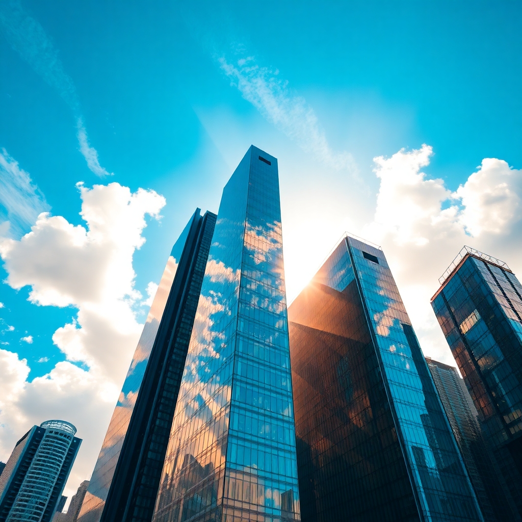 Modern Skyscrapers Against a Blue Sky – free AI stock image