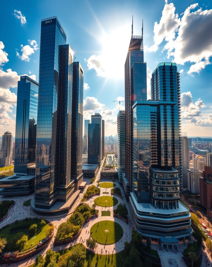Modern Skyscrapers Against a Blue Sky – free AI stock image